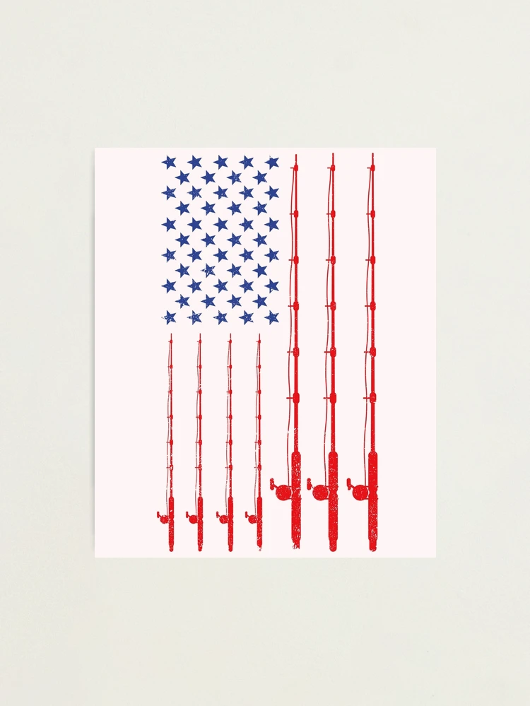 American Flag Patriotic Fishing Pole Fishermans Design Photographic Print for Sale by tshirtexpressiv Redbubble