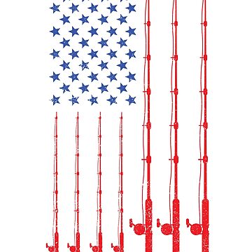 American Flag Patriotic Fishing Pole Fishermans Design | Poster