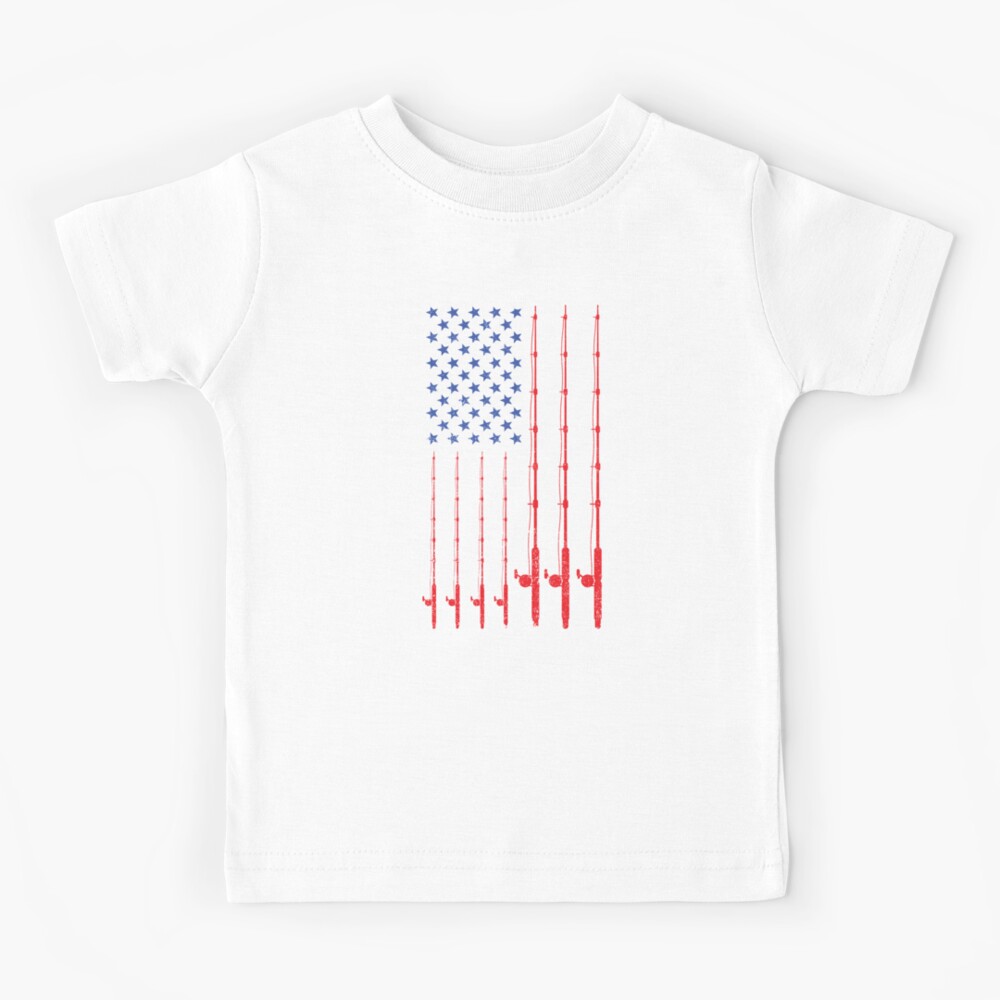 American Flag Fishing Kids T-Shirt for Sale by franktact