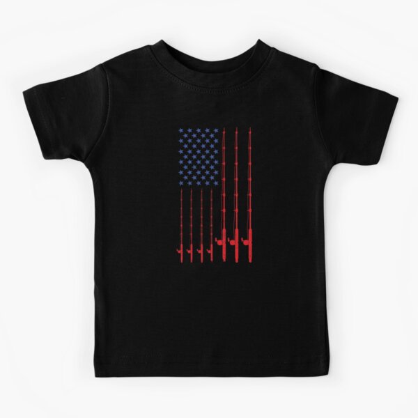 American Flag Fishing Kids T-Shirt for Sale by franktact
