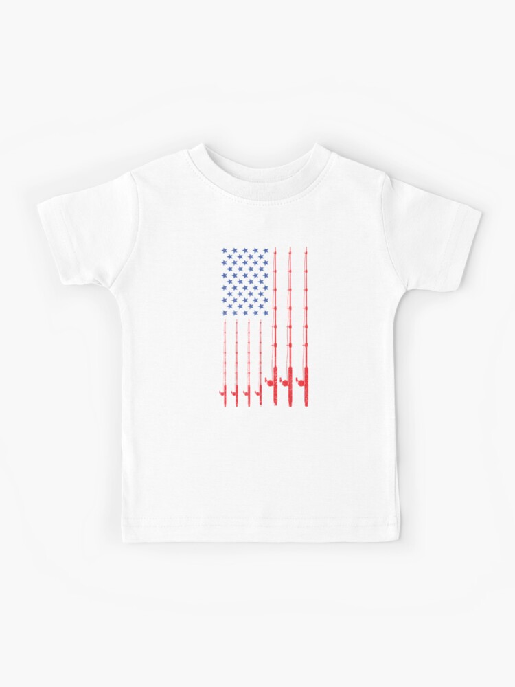 American Flag Patriotic Fishing Pole Fishermans Design Kids T-Shirt for  Sale by tshirtexpressiv
