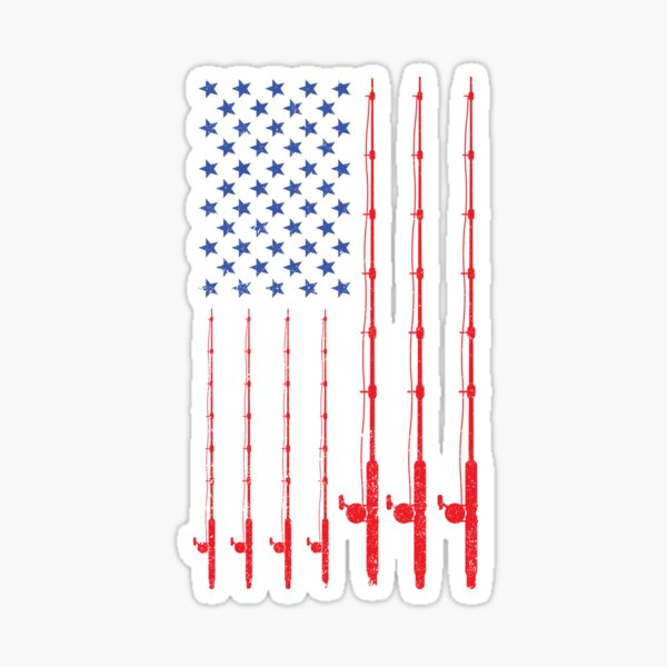 Patriotic Flag Bass Fishing Fly Fishing Angler Decal Sticker