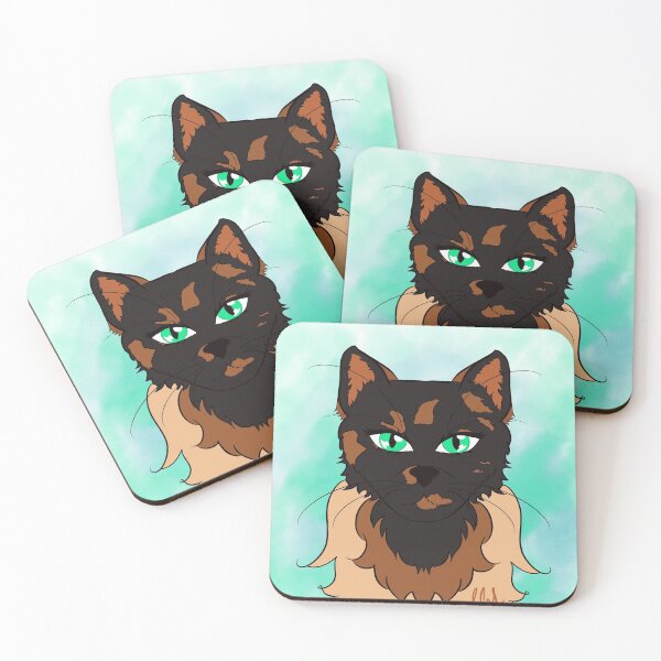Item preview, Black Speckled Cat with Green Eyes: Turquoise Background designed and sold by LoveLongLetter.