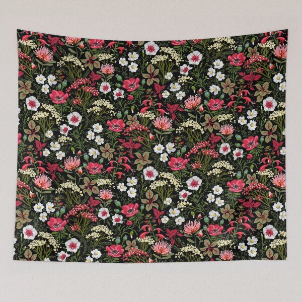 Item preview, Little Red Herb Garden Pattern | Black designed and sold by L Diane Johnson.