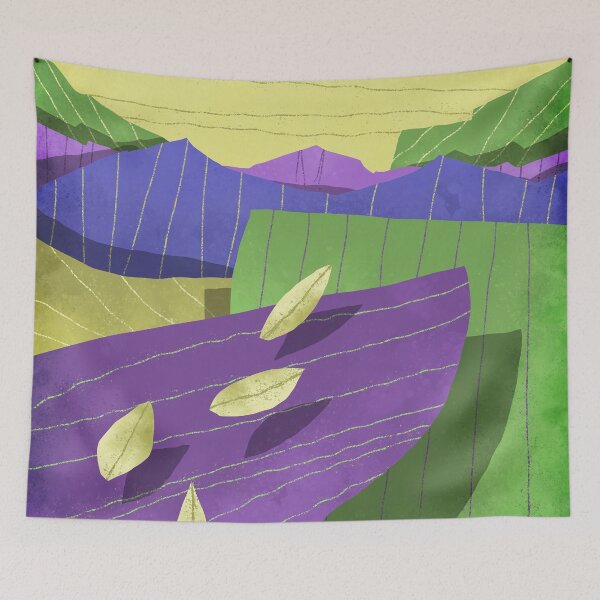 Item preview, minimal fantastic landscape. Purple mountains and yellow sky designed and sold by GreissDesign.