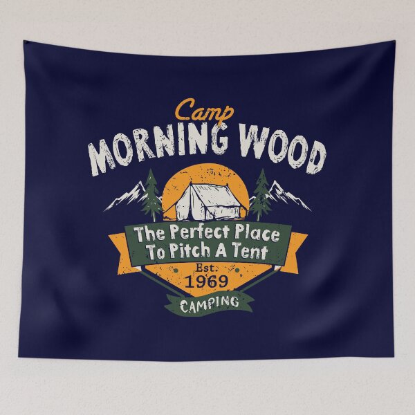 Item preview, Camp Morning Wood Camping The Perfect Place to Pitch A Tent designed and sold by Alema Art.
