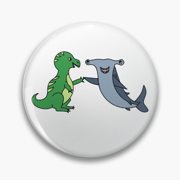 Item preview, Green Dino Shaking Hands with a Shark designed and sold by emily4stickers.