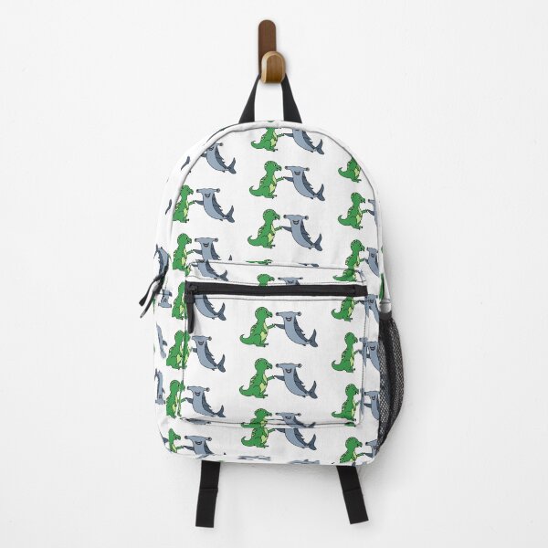 Item preview, Green Dino Shaking Hands with a Shark designed and sold by emily4stickers.