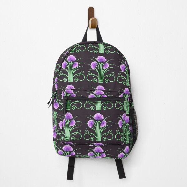 Item preview, Art Nouveau Chives Purple on Black designed and sold by QuirkyCraftz.