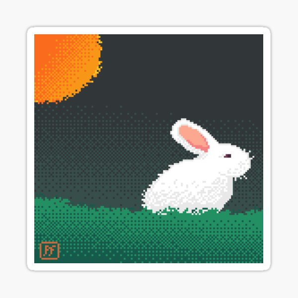 Fuzzy Bunny Pixel Art Sticker