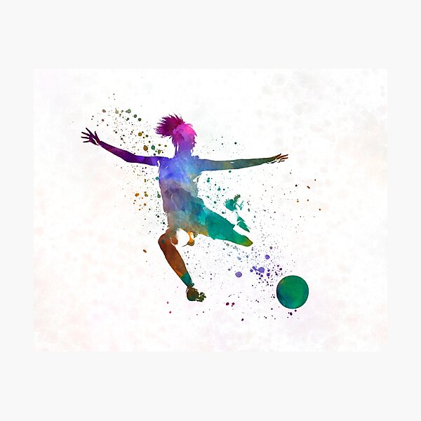 Woman soccer player 03 in watercolor Photographic Print