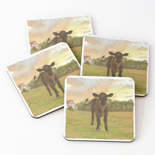 Item preview, Cute baby cow in flower pastureland designed and sold by LaGode.