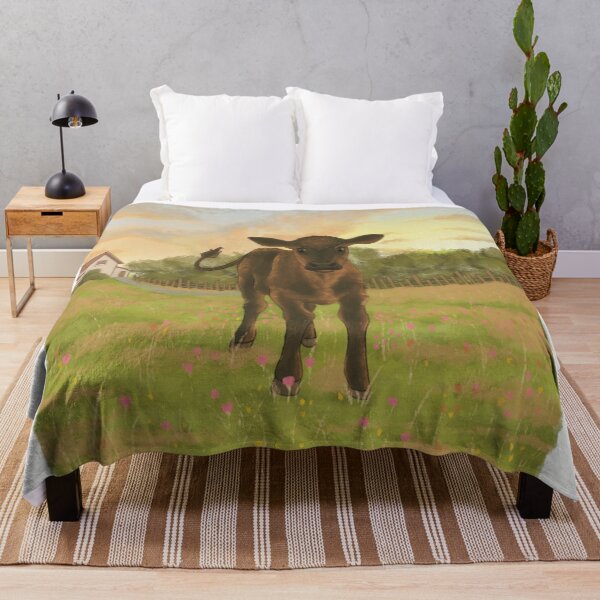 Item preview, Cute baby cow in flower pastureland designed and sold by LaGode.