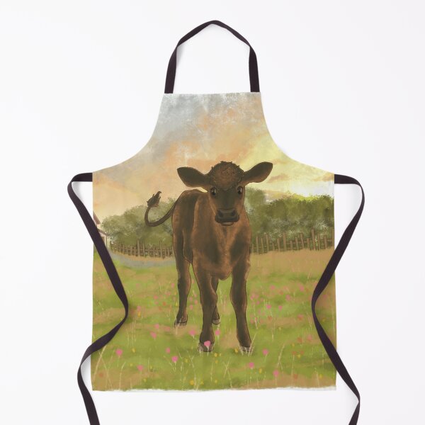 Item preview, Cute baby cow in flower pastureland designed and sold by LaGode.
