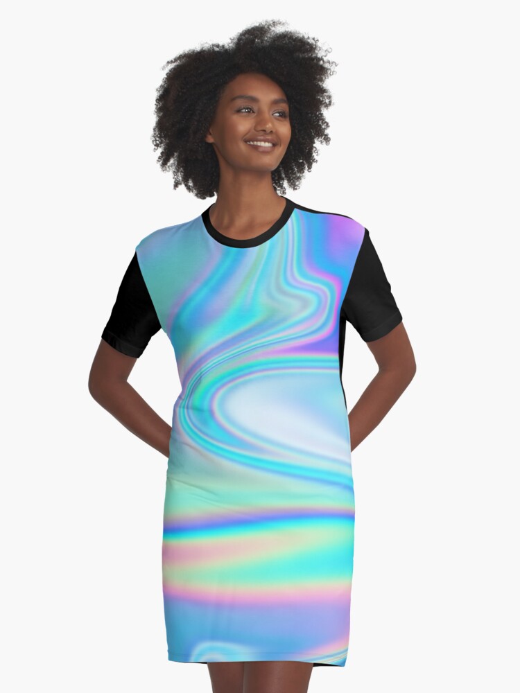 Iridescent Holographic Background Not Reflective Graphic T Shirt Dress