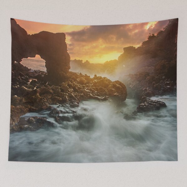 Artikelvorschau, Wandteppich, Überwurfdecken, Bettdecken, Bettbezüge, Duschvorhänge, Sonnenuntergangswandkunst, Naturszene, Natursonnenuntergänge, Hüttenszene, Hüttenhimmel, Metallfotodrucke entworfen und verkauft von eyesight4vision.