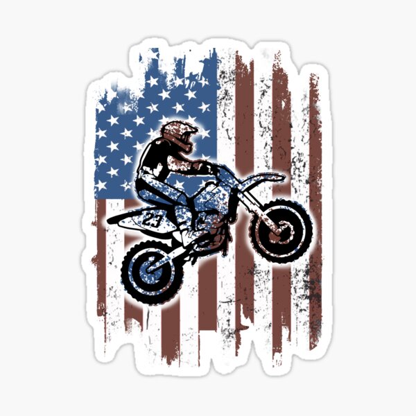 Dirt Bike American Flag Th Of July Patriotic Sticker By LowerIshaan Redbubble