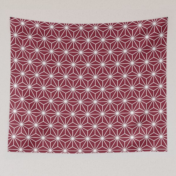 Item preview, Antique Ruby Red White Asanoha - Japanese Traditional Pattern designed and sold by KinitaDesign.