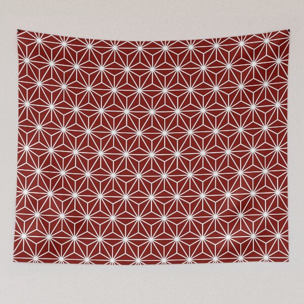 Item preview, Barn Red White Asanoha - Japanese Traditional Pattern designed and sold by KinitaDesign.