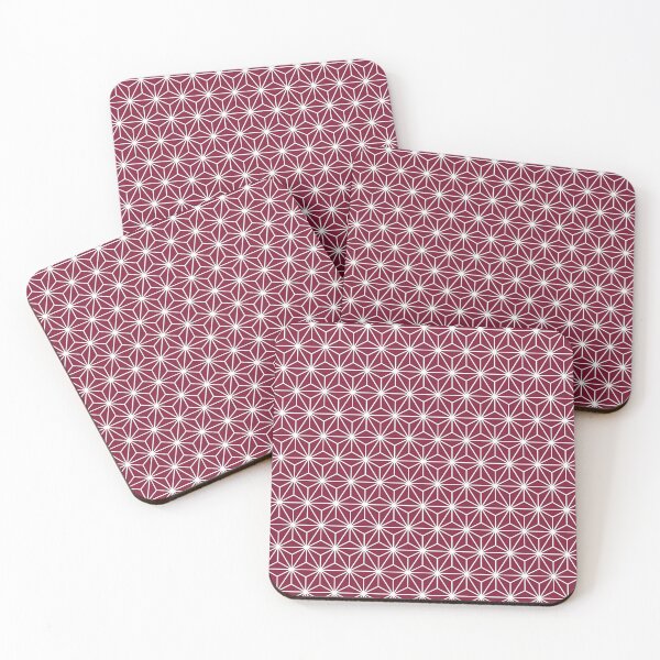 Item preview, Claret Red White Asanoha - Japanese Traditional Pattern designed and sold by KinitaDesign.
