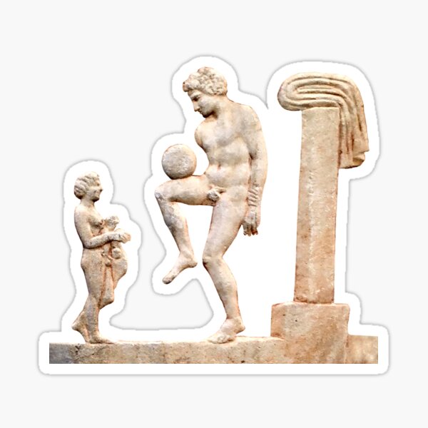 Ancient Greek Football/Soccer Player (On Blue) Sticker