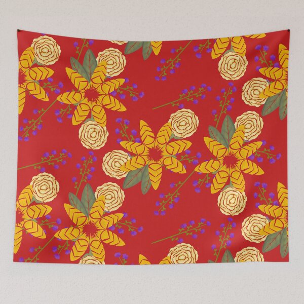 Item preview, Chevron floral (Red) designed and sold by AmberAzbell.