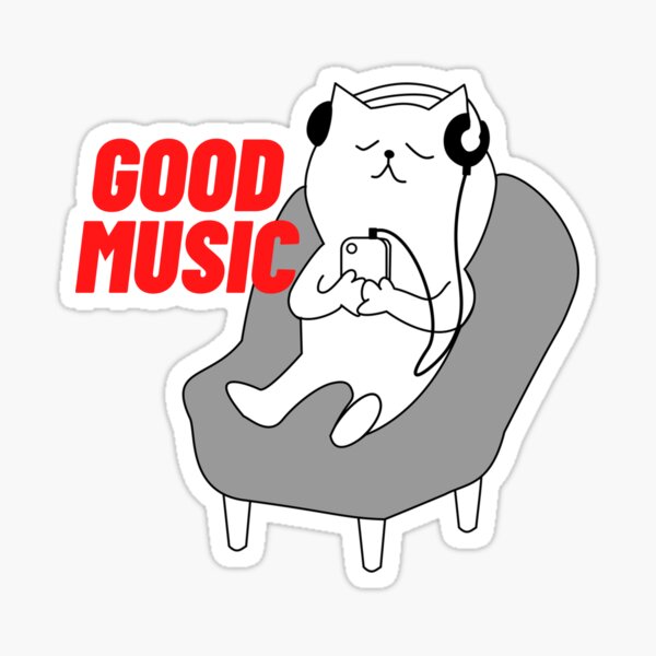 cat listening to a good song Sticker