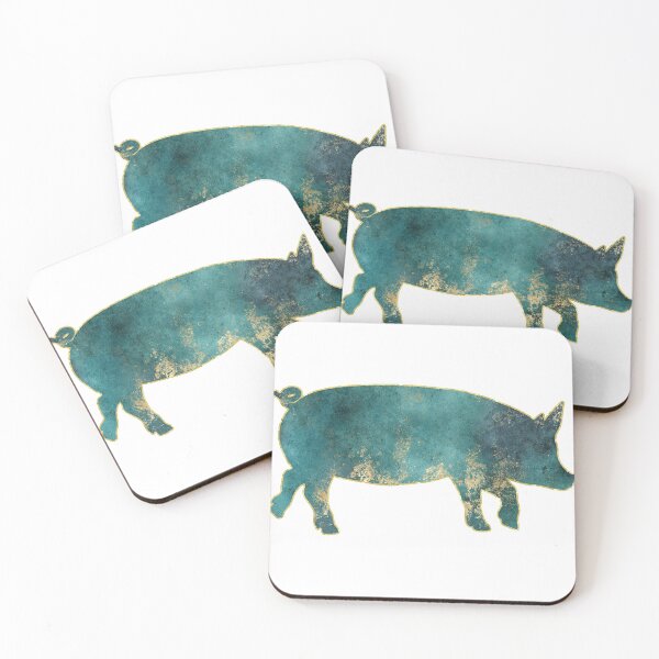 Item preview, Grungy Teal Gold Lined Pig designed and sold by Lori P.