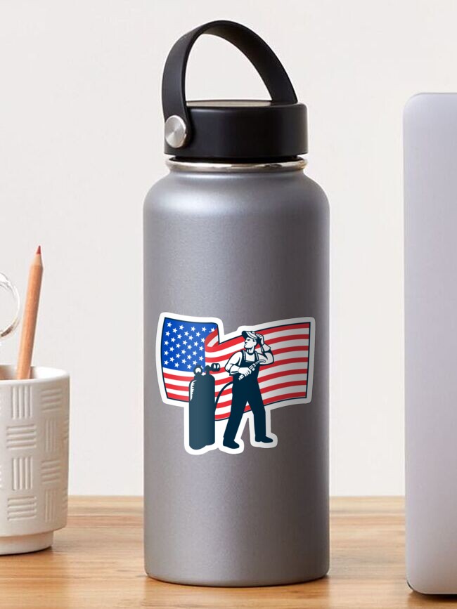 Waving American Flag Sticker Sticker Stand