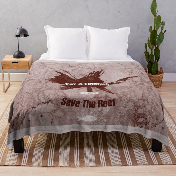 Item preview, EAT A Lionfish, SAVE The Reef - Protect Our Oceans Campaign Slogan in Dark Red and Dirty Pink Retro Grunge Style designed and sold by sthNnth.