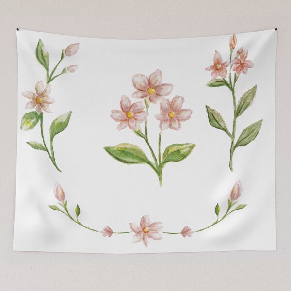Item preview, watercolor sampaguita flowers pack on beige background  designed and sold by Amalzaki.