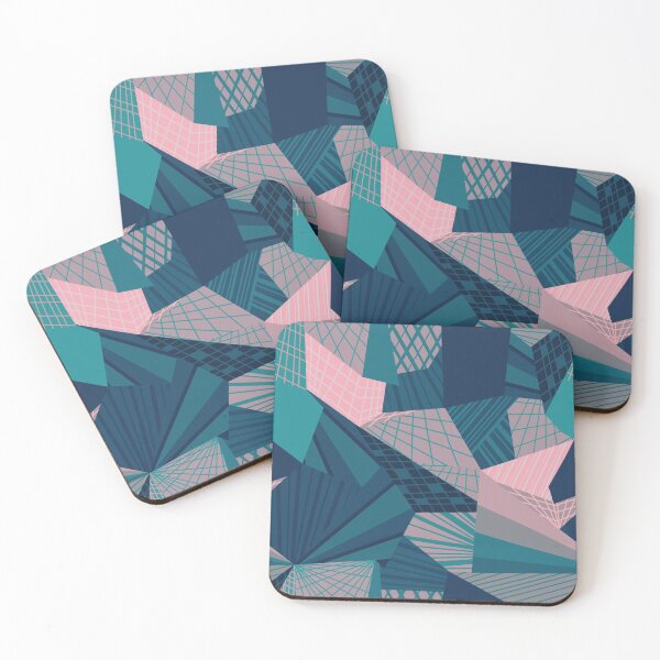 Item preview, Geometric Patchwork Pattern - Pink and Teal designed and sold by Squarebird.
