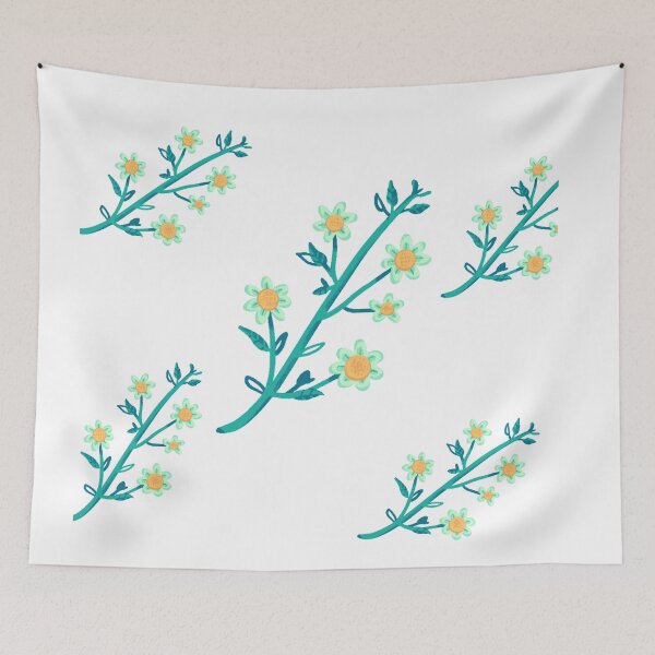 Item preview,  Blue and yellow watercolor sampaguita flowers pack on white background  designed and sold by Amalzaki.