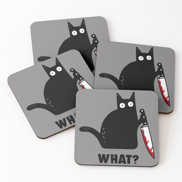 Artikelvorschau, Black Cat What Knife T-ShirtBlack Cat With Knife Red Blood What entworfen und verkauft von GamBian.