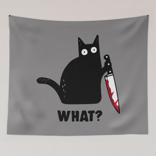 Item preview, Black Cat What Knife T-ShirtBlack Cat With Knife Red Blood What designed and sold by GamBian.