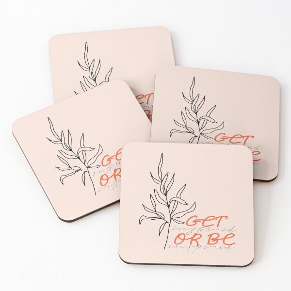 Item preview, One line leaves. Sogan design "Get inspired or be inspired". designed and sold by CoCoArt-Ua.