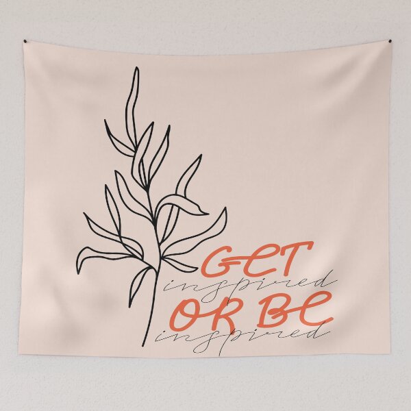 Item preview, One line leaves. Sogan design "Get inspired or be inspired". designed and sold by CoCoArt-Ua.