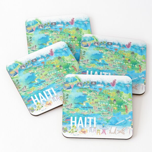 Item preview, Haiti Illustrated Island Travel Map with Roads and Highlights designed and sold by artshop77.