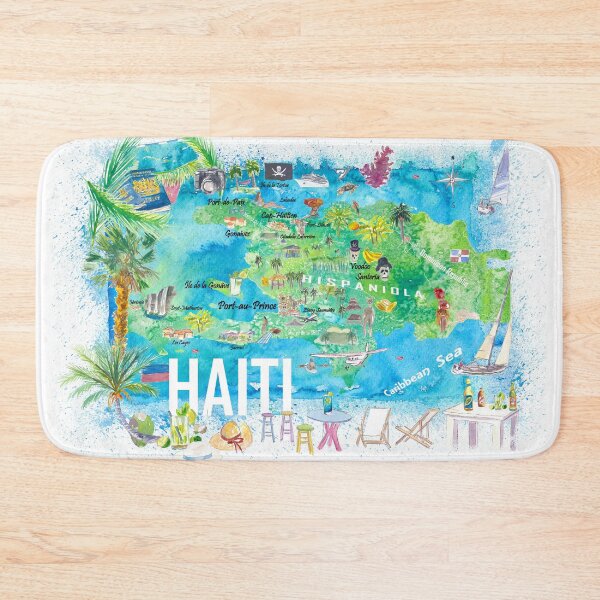 Item preview, Haiti Illustrated Island Travel Map with Roads and Highlights designed and sold by artshop77.