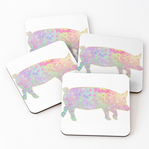 Item preview, Pastel Rainbow Splatter Gold Lined Pig designed and sold by Lori P.