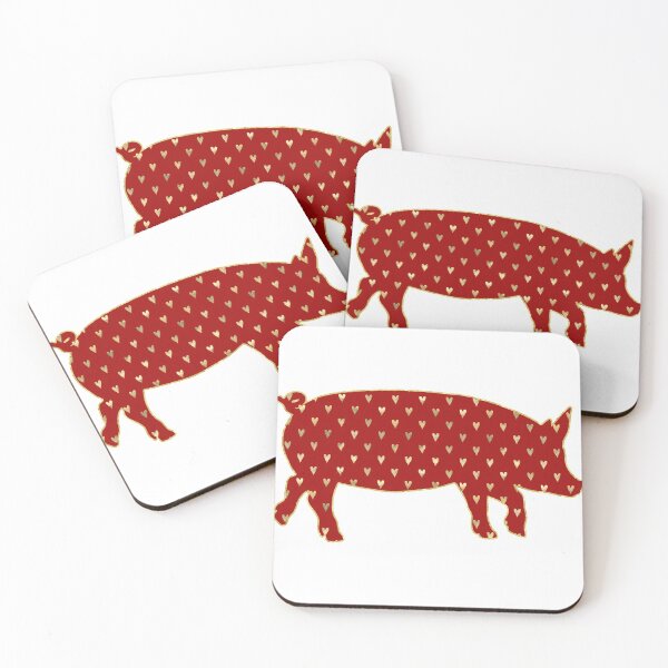 Item preview, Hearts Red and Gold Lined Pig designed and sold by Lori P.