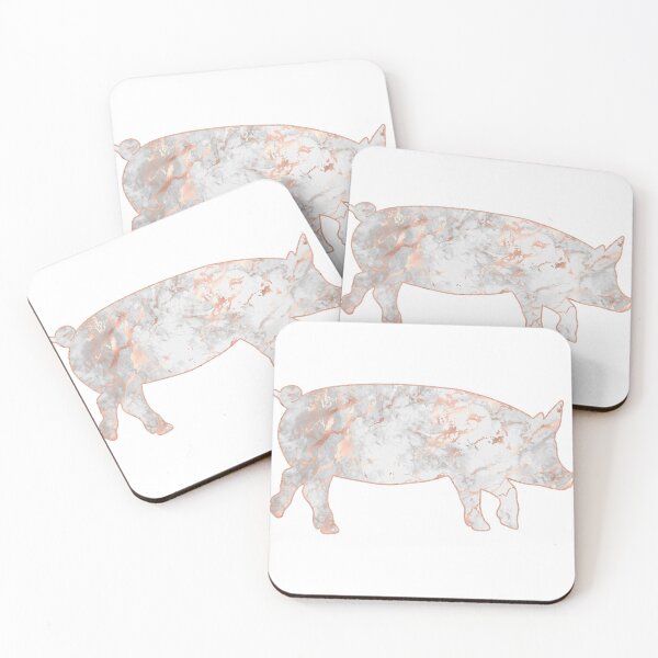 Item preview, Grey Marble Pink Gold Lined Pig designed and sold by Lori P.