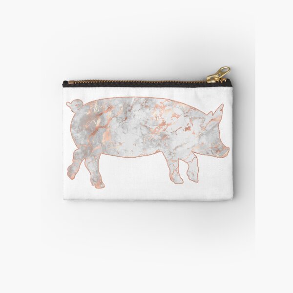 Item preview, Grey Marble Pink Gold Lined Pig designed and sold by Lori P.