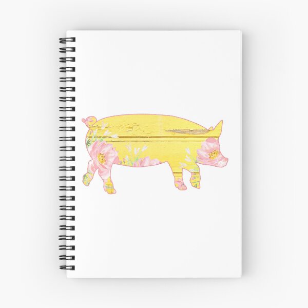 Item preview, Yellow Wooden Floral Pink Lined Pig designed and sold by Lori P.