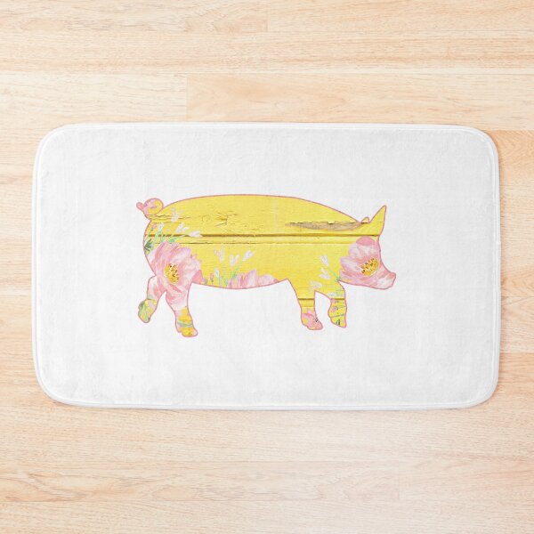 Item preview, Yellow Wooden Floral Pink Lined Pig designed and sold by Lori P.