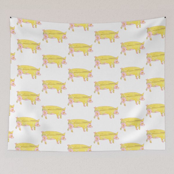 Item preview, Yellow Wooden Floral Pink Lined Pig designed and sold by Lori P.
