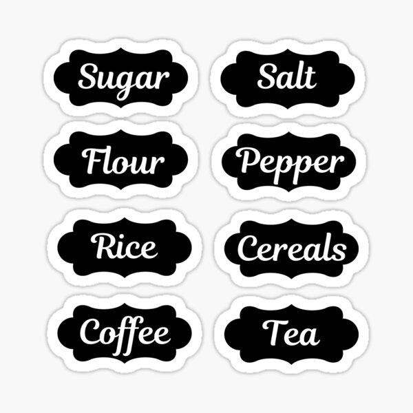 Set of 3 Canister Labels, Decals, Sugar Flour and Tea, Pantry