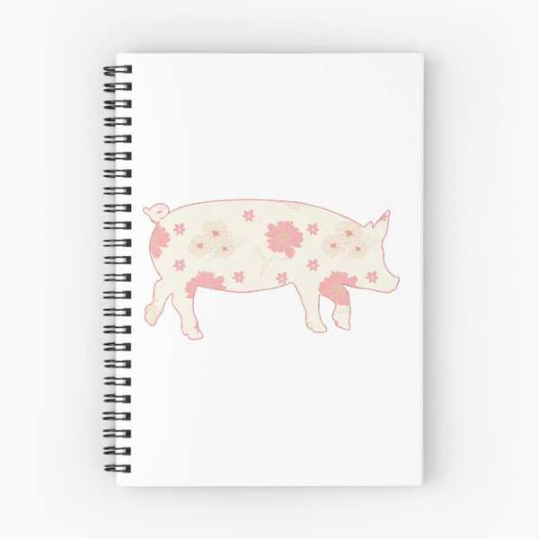 Item preview, Cream Floral Pink Lined Pig designed and sold by Lori P.