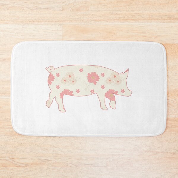 Item preview, Cream Floral Pink Lined Pig designed and sold by Lori P.