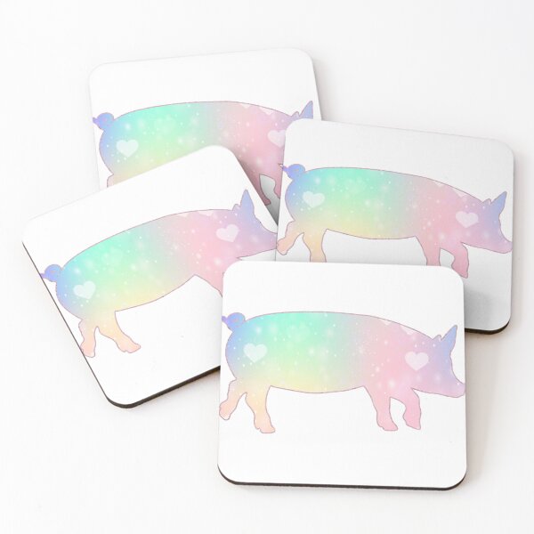 Item preview, Rainbow Hearts Glowing Pink Lined Pig designed and sold by Lori P.
